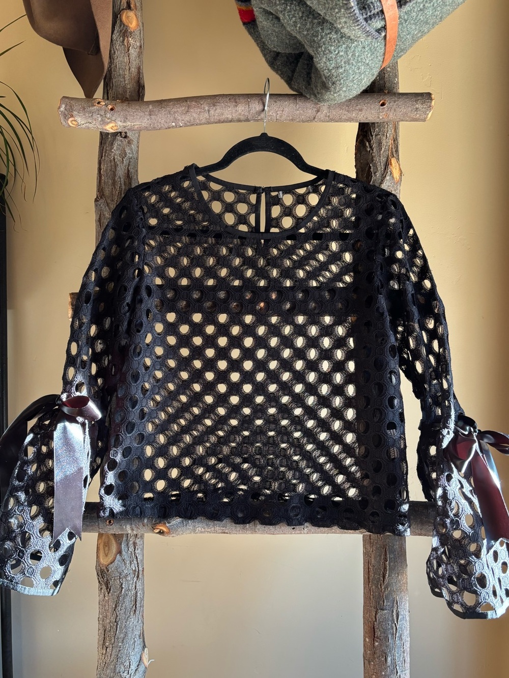 Sheer Black Bell Sleeve Top